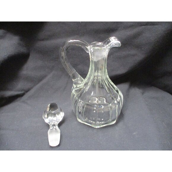Decanter, Cruet, Caster, Pitcher stopper, Vintage Small Syrup vinegar oil, clear - Picture 4 of 5